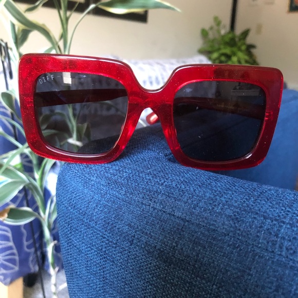 Diff Eyewear Accessories - Diff Glitter Red Sunglasses